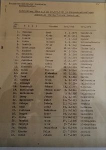 Liste der Personen, die der ersten Exekution in Auschwitz zum Opfer fielen.
